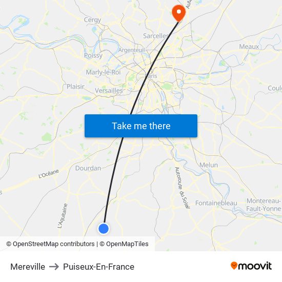 Mereville to Puiseux-En-France map