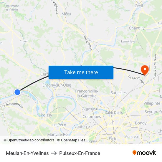 Meulan-En-Yvelines to Puiseux-En-France map