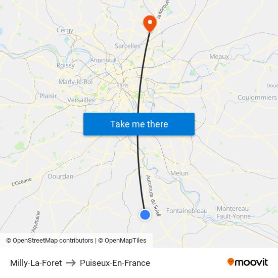 Milly-La-Foret to Puiseux-En-France map