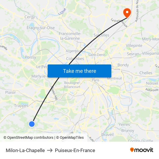 Milon-La-Chapelle to Puiseux-En-France map