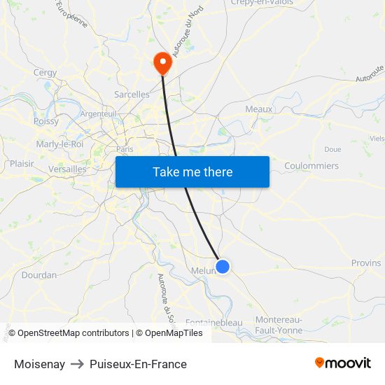 Moisenay to Puiseux-En-France map