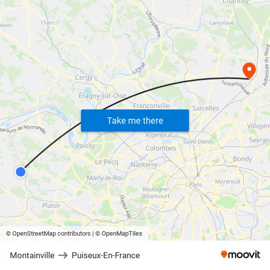 Montainville to Puiseux-En-France map
