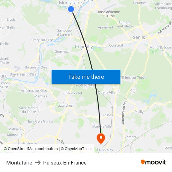 Montataire to Puiseux-En-France map