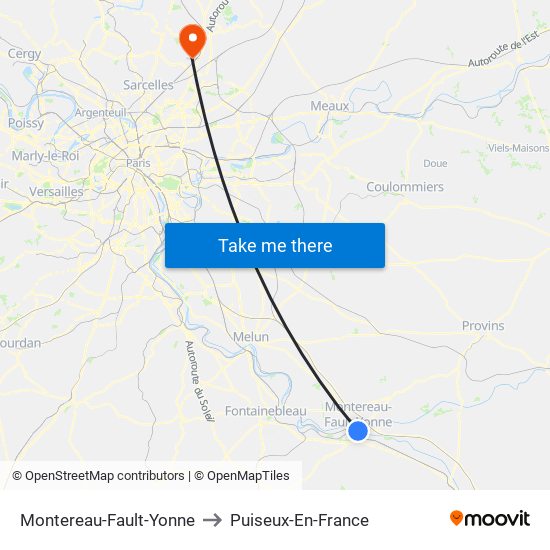 Montereau-Fault-Yonne to Puiseux-En-France map