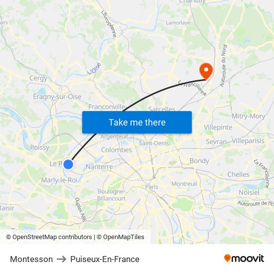 Montesson to Puiseux-En-France map