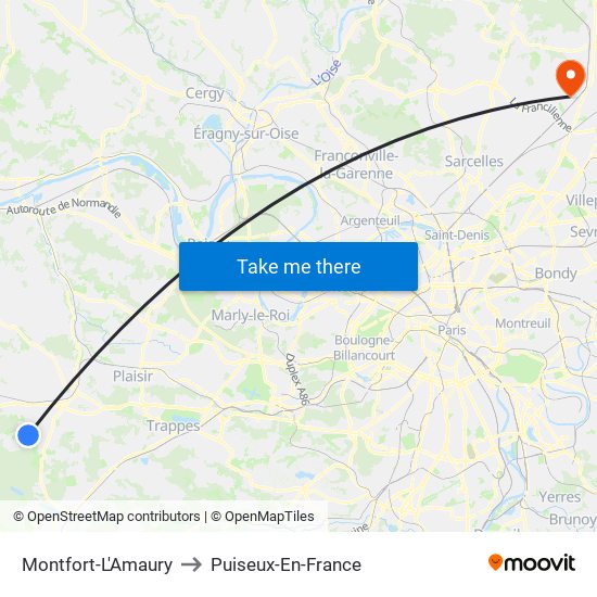 Montfort-L'Amaury to Puiseux-En-France map