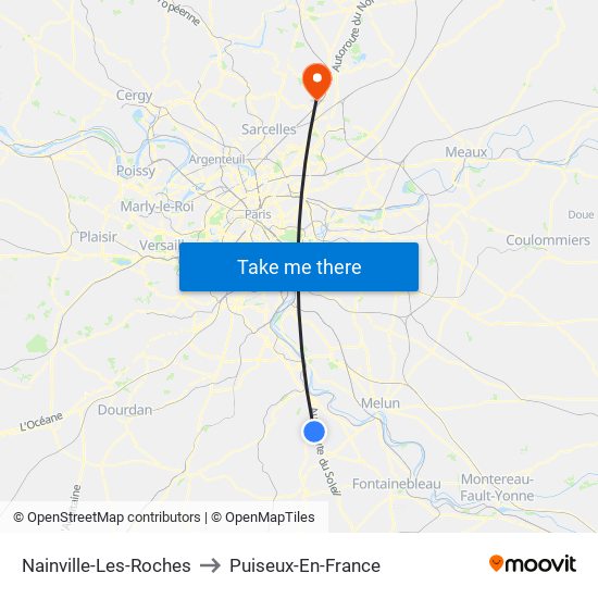 Nainville-Les-Roches to Puiseux-En-France map