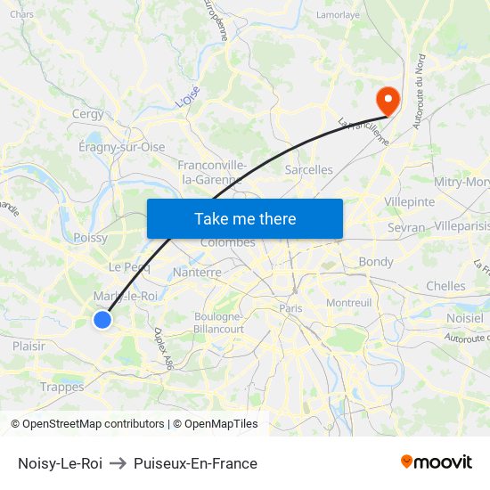 Noisy-Le-Roi to Puiseux-En-France map