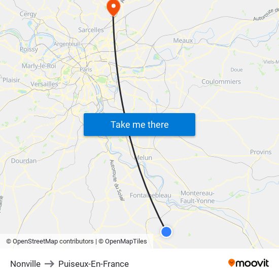 Nonville to Puiseux-En-France map