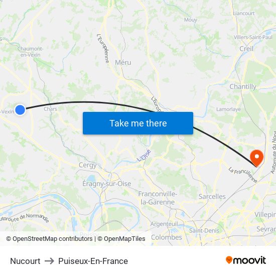 Nucourt to Puiseux-En-France map