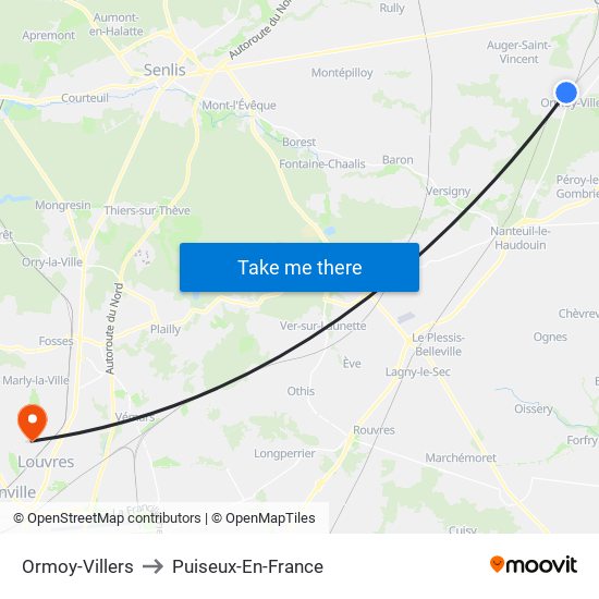 Ormoy-Villers to Puiseux-En-France map