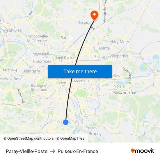 Paray-Vieille-Poste to Puiseux-En-France map