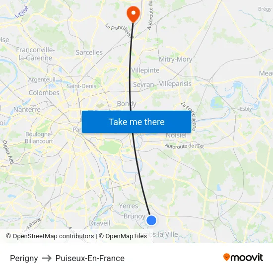 Perigny to Puiseux-En-France map