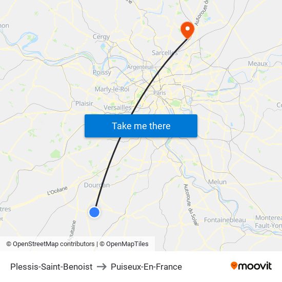 Plessis-Saint-Benoist to Puiseux-En-France map