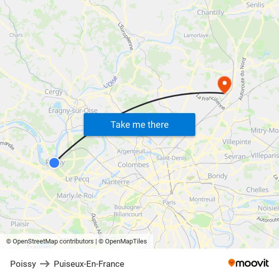 Poissy to Puiseux-En-France map