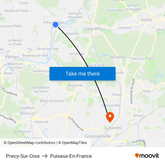 Precy-Sur-Oise to Puiseux-En-France map