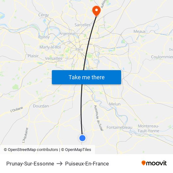 Prunay-Sur-Essonne to Puiseux-En-France map