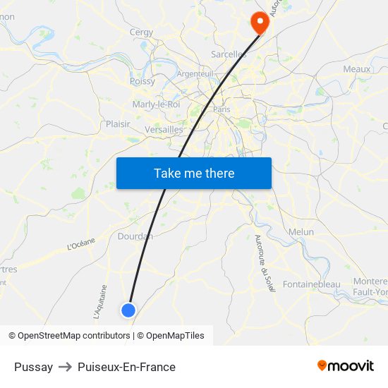 Pussay to Puiseux-En-France map
