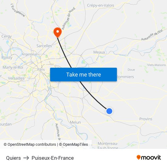 Quiers to Puiseux-En-France map