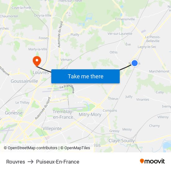 Rouvres to Puiseux-En-France map