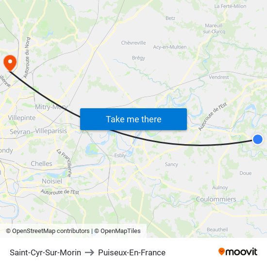 Saint-Cyr-Sur-Morin to Puiseux-En-France map