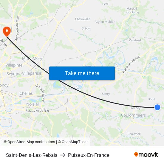 Saint-Denis-Les-Rebais to Puiseux-En-France map
