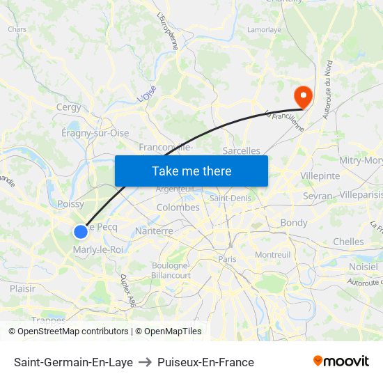 Saint-Germain-En-Laye to Puiseux-En-France map