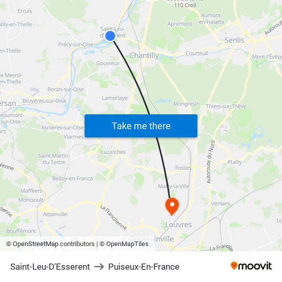 Saint-Leu-D'Esserent to Puiseux-En-France map