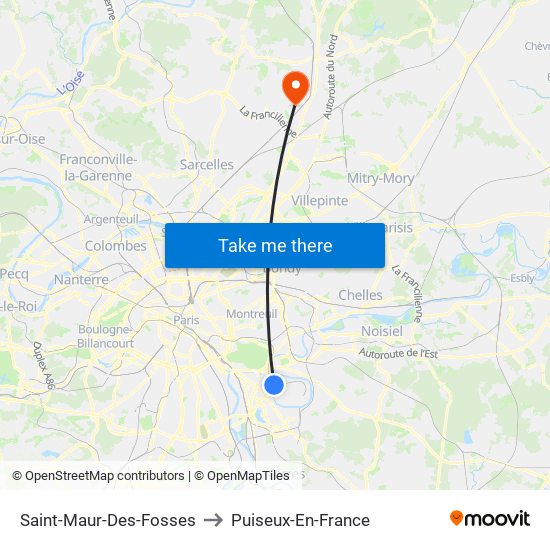 Saint-Maur-Des-Fosses to Puiseux-En-France map