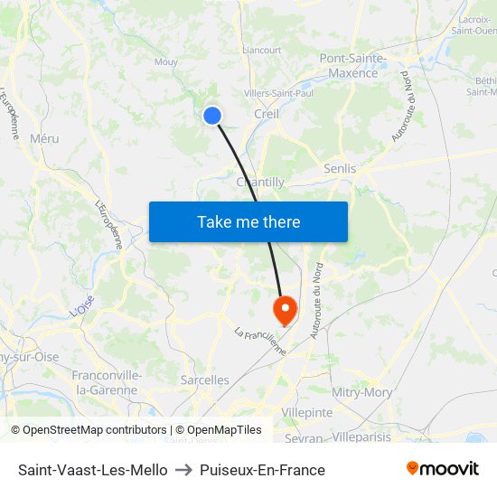 Saint-Vaast-Les-Mello to Puiseux-En-France map