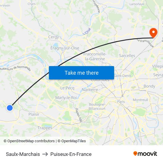 Saulx-Marchais to Puiseux-En-France map