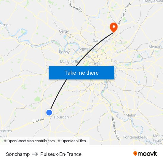 Sonchamp to Puiseux-En-France map