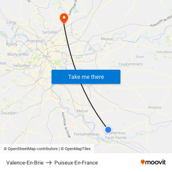 Valence-En-Brie to Puiseux-En-France map