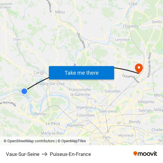 Vaux-Sur-Seine to Puiseux-En-France map