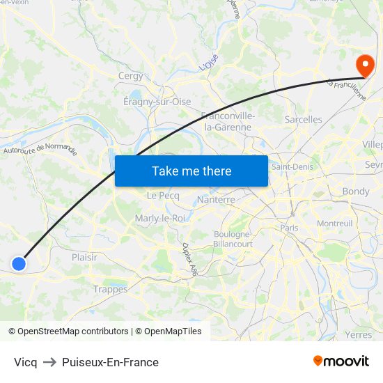 Vicq to Puiseux-En-France map