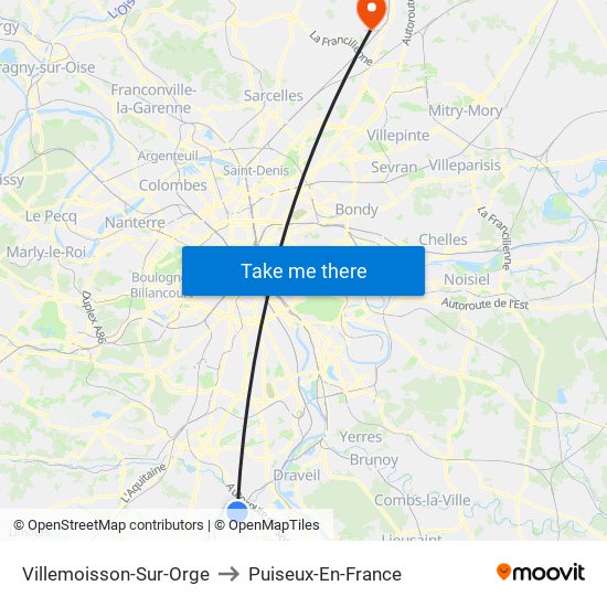 Villemoisson-Sur-Orge to Puiseux-En-France map