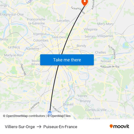 Villiers-Sur-Orge to Puiseux-En-France map