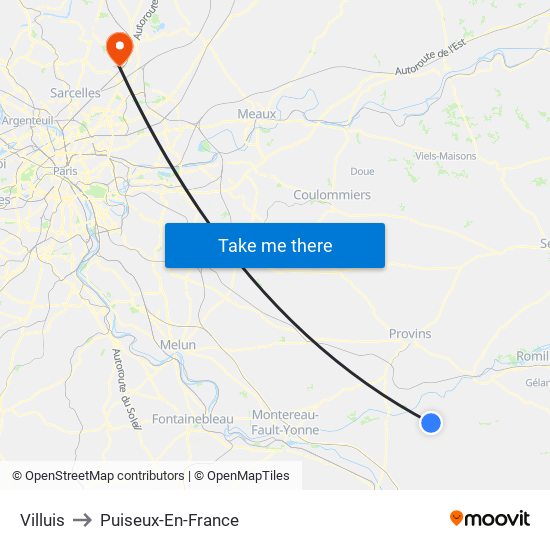 Villuis to Puiseux-En-France map