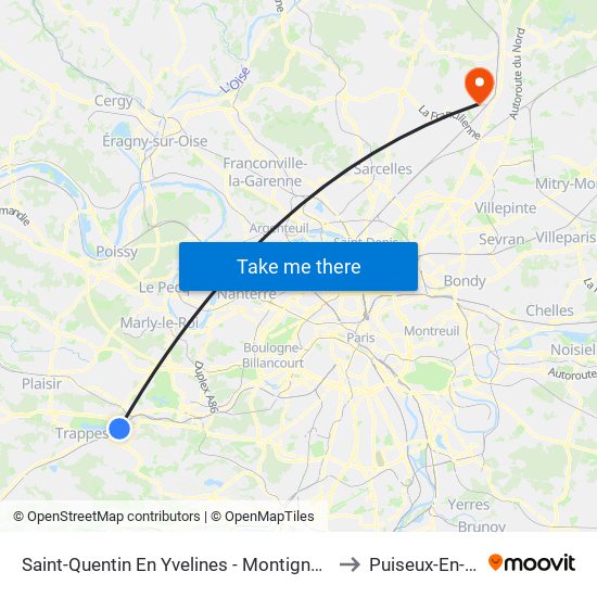 Saint-Quentin En Yvelines - Montigny-Le-Bretonneux to Puiseux-En-France map