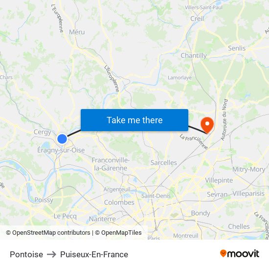 Pontoise to Puiseux-En-France map