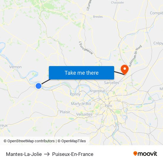 Mantes-La-Jolie to Puiseux-En-France map
