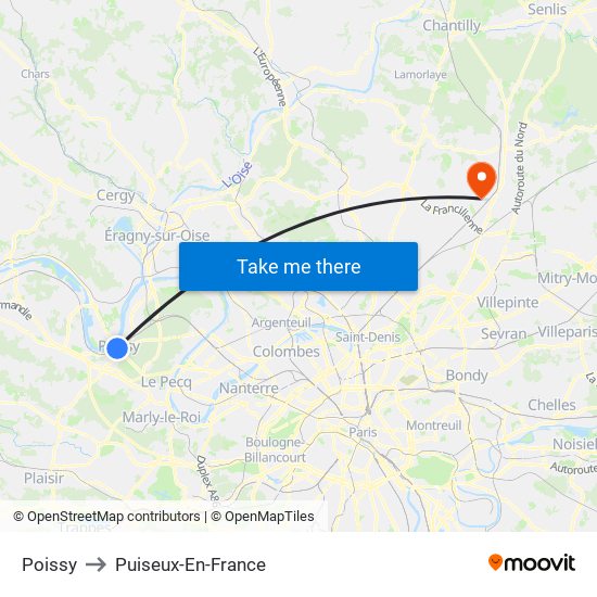 Poissy to Puiseux-En-France map