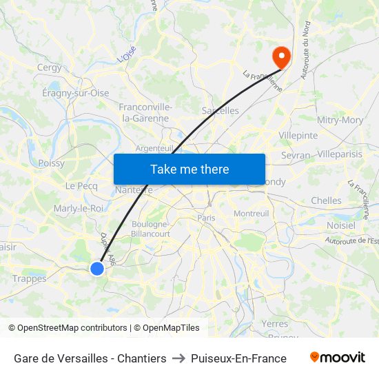 Gare de Versailles - Chantiers to Puiseux-En-France map