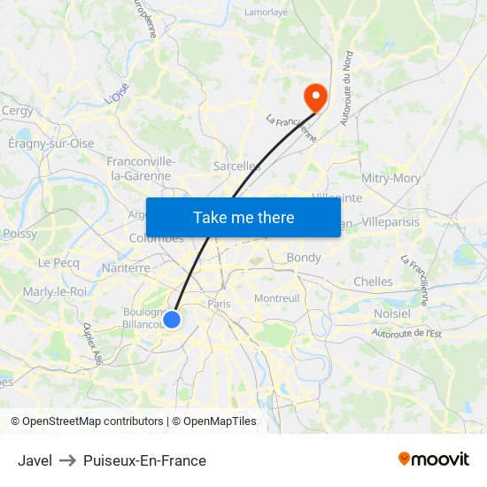 Javel to Puiseux-En-France map