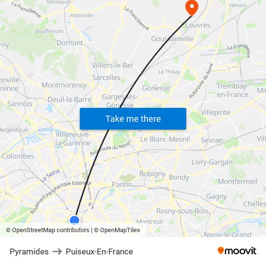 Pyramides to Puiseux-En-France map