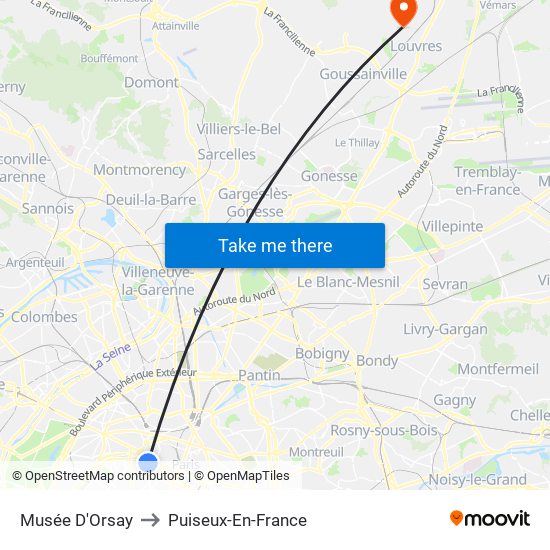 Musée D'Orsay to Puiseux-En-France map