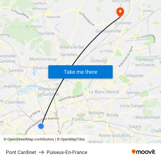 Pont Cardinet to Puiseux-En-France map
