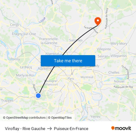 Viroflay - Rive Gauche to Puiseux-En-France map