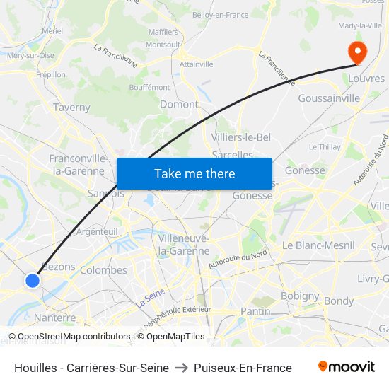 Houilles - Carrières-Sur-Seine to Puiseux-En-France map