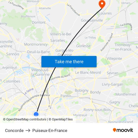 Concorde to Puiseux-En-France map